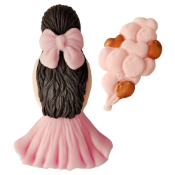 Figurka cukrowa na tort kobieta z balonami dekoracje urodzinowe ozdoba na bok tortu