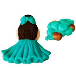 Figurka cukrowa na tort kobieta z balonami dekoracje urodzinowe ozdoba na bok tortu