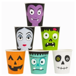 Kubeczki papierowe halloween 6szt dekoracje ozdoby na stół kolorowe