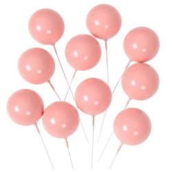 Ozdoby na tort topper dekoracje urodzinowe kula na piku kulka różowa 2cm 10 sztuk