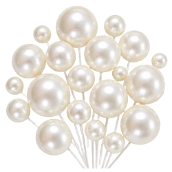 Topper kule na piku 20 sztuk białe perłowe kulki na tort ozdoby