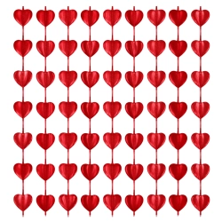 Kurtyna dekoracyjna metalizowana tło zasłona czerwone serca walentynki 100x200cm
