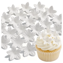 Kwiaty na tort 20 sztuk kwiat waflowy mini kwiatuszki białe dekoracje urodzinowe komunia wesele