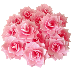KWIATY NA TORT waflowe ozdoby JADALNE DEKORACJE różowa róża rozalia 15 szt