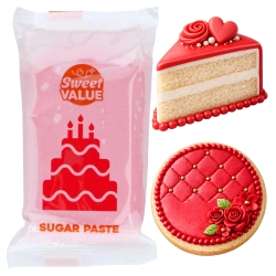 Masa cukrowa 200g Sweet VALUE lukier plastyczny czerwony do dekoracji tortu ciast