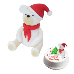 Figurka cukrowa dekoracja Boże Narodzenie Święta miś biały czapka mikołaja