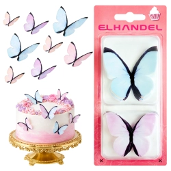 Motyle ozdoby na tort motyl waflowy dekoracje urodzinowe pastelowe mix 8 sztuk