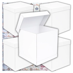 Pudełko na ciasto opakowanie karton na tort piętrowy chrzest wesele biały wysoki 41x 41x 45 zestaw 5 sztuk
