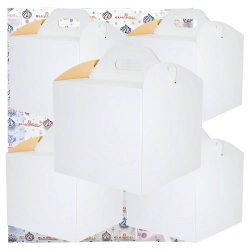 Pudełko na ciasto 5 sztuk opakowanie karton na tort z rączką chrzest wesele biały 24x24x25