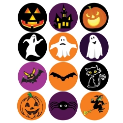 Opłatki waflowe na babeczki muffinki 12 sztuk dynia kot pająk mix halloween