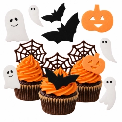 Dekoracje waflowe halloween opłatek na muffinki duszki dynie nietoperze
