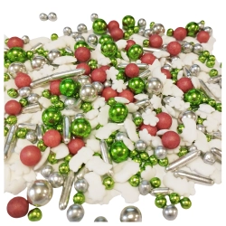 Posypka cukrowa na tort płatki śniegu komety perełki mix święta Boże Narodzenie 40g