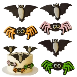 Figurki na tort pająki nietoperz dekoracje halloween ozdoby na tort 6 sztuk