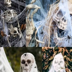 Pajęczyna halloween pająk dekoracje ozdoby halloween sztuczna biała pająki