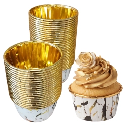 Papilotki do muffinek 50 sztuk foremki na babeczki biały złoty marmurek