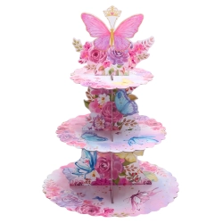Patera papierowa na ciasto babeczki stojak na muffinki kwiaty motyle urodziny