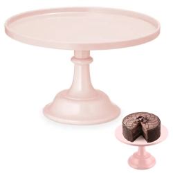 Patera stojak do ciasta tortu na nóżce dekoracja słodkiego stołu różowa 24cm