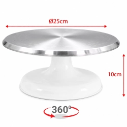 Patera obrotowa dekorator do tortu ciasta aluminiowa 25 cm dekoracje urodzinowe stabilna