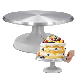 Patera obrotowa dekorator do tortu ciasta aluminiowa 25 cm dekoracje urodzinowe stabilna