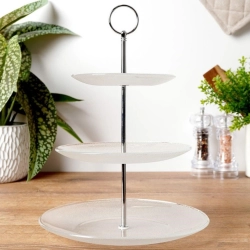 Patera na ciasto 3 piętrowa szklana do dekoracji stojak poziomowy