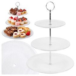 Patera na ciasto 3 piętrowa szklana do dekoracji stojak poziomowy