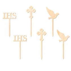 Topper na tort muffinki krzyż gołąb IHS ozdoby dekoracje komunijne