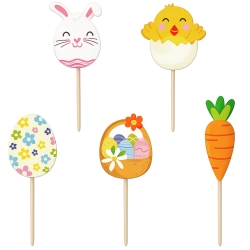 Topper na tort piker 5szt pisanka kurczaczek zajączek mix na babeczki Wielkanoc
