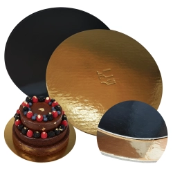 Podkład pod tort okrągły 24cm złoto czarny gładki błyszczący podkładka na ciasto