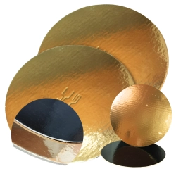 Podkład pod tort okrągły 22cm złoto czarny gładki błyszczący podkładka na ciasto 2szt