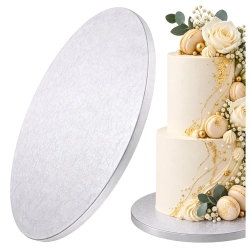 Podkład pod tort piętrowy 30 cm sztywny gruby okrągły srebrny podkładka mocny
