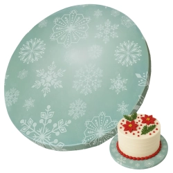 Podkład pod tort świąteczny śnieżynki płatki śniegu Boże Narodzenie sztywny 25 cm