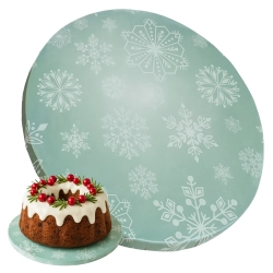 Podkład pod tort świąteczny śnieżynki płatki śniegu Boże Narodzenie sztywny 30 cm