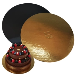 Podkład pod tort okrągły 24cm złoto czarny gładki błyszczący podkładka na ciasto