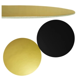 Podkład pod tort okrągły złoty czarny 18cm podkładka pod ciasto sztywny gruby 2 sztuki