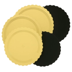 Podkład pod tort okrągły złoto czarny fala 28cm gruby podkładka na ciasto 5 sztuk