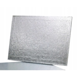 Podkład pod tort 30x40cm prostokątny srebrny podkładka na ciasto sztywny