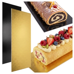 Podkład pod tort podkładka 12x38cm prostokątna na ciasto złoto czarny