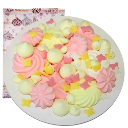 Posypka ozdoby na tort bezy dekoracje urodzinowe kolorowe beziki motylki 60g