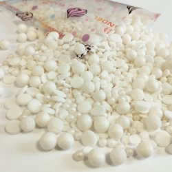 Posypka cukrowa na tort białe perłowe perełki maczki konfetti mimoza śnieżynki pałeczki święta Boże Narodzenie 100g