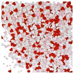 Posypka cukrowa na tort serce serduszka na walentynki róż biel czerwony mix 50g