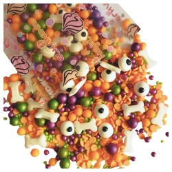 Posypka na tort 50g oczy kość perełki mix halloween dekoracje na babeczki