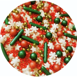 Posypka cukrowa na tort płatki śniegu perełki mix święta Boże Narodzenie 40g