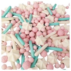 Posypka na tort 25g perełki makaroniki beziki mix dekoracje urodzinowe