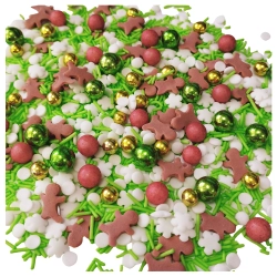 Posypka cukrowa na tort płatki śniegu ludzik perełki mix święta Boże Narodzenie 40g