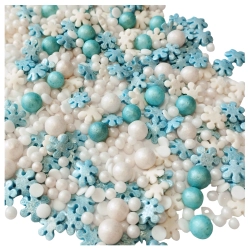 Posypka cukrowa na tort płatki śniegu perełki mix święta Boże Narodzenie 40g