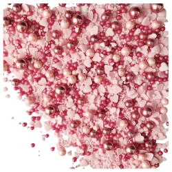 Posypka cukrowa na tort serce perełki mix na walentynki serca kolorowe różowy fuksja 50g