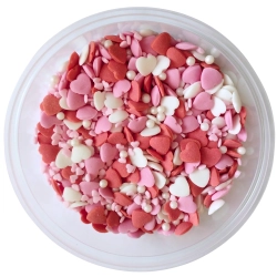 Posypka cukrowa na tort serce serduszka perełki mix na walentynki kolorowe 50g