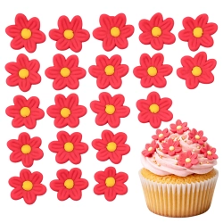 Kwiaty na tort 20 sztuk kwiat cukrowy czerwony dekoracje urodzinowe komunia wesele