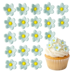 Kwiaty na tort 20 sztuk kwiat cukrowy niebieski na babeczki dekoracje urodzinowe komunia wesele
