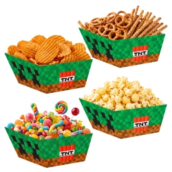 Pudełka na popcorn chipsy przekąski 4 sztuki piksele tnt gra ozdoby na stół dekoracje urodzinowe